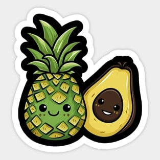 Cute Kawaii Avocado and Pinapple Sticker